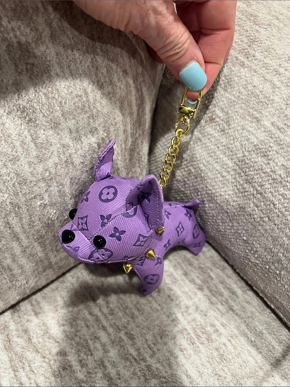 Dog Bag Charm Purple & Gold